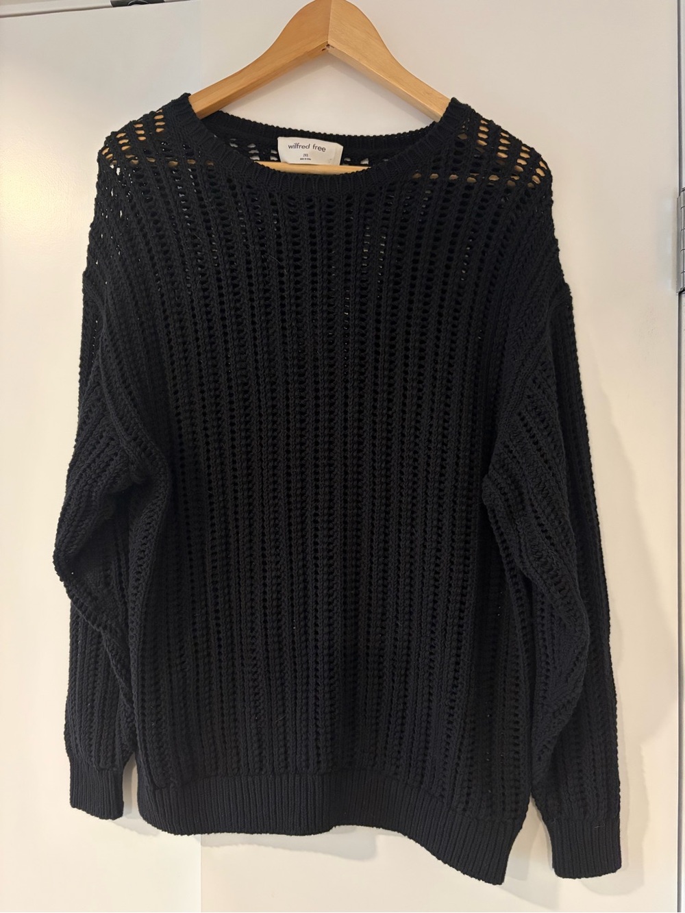 Wilfred Black Open-Weave Crewneck Sweater